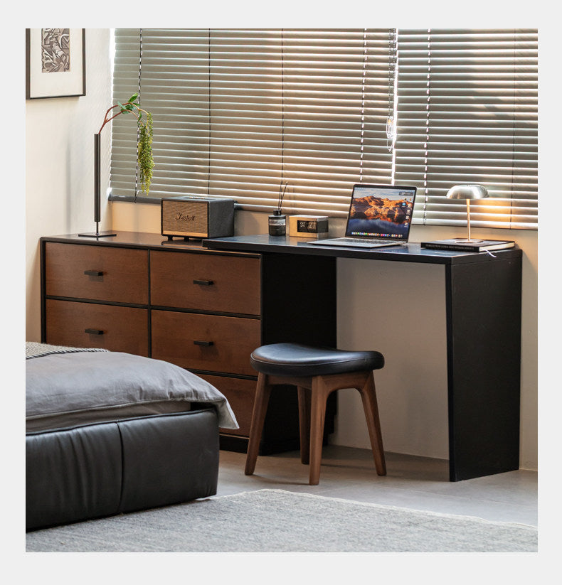 Solid RubberWood Extendable Vanity Desk and Dresser Combo, Italian Style