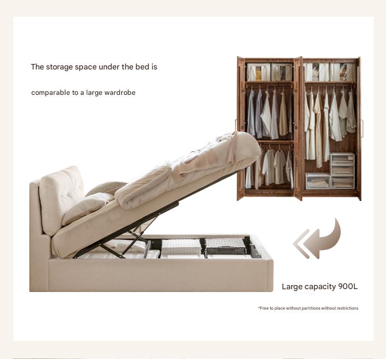 Cloud Upholstered Storage Bed with Tufted Wingback Headboard