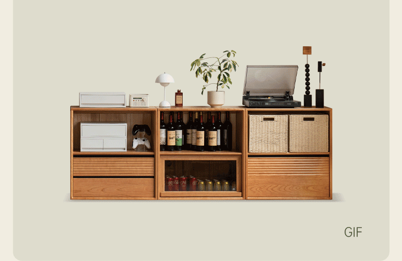 Cherry Solid Wood Module Combination Bookcase