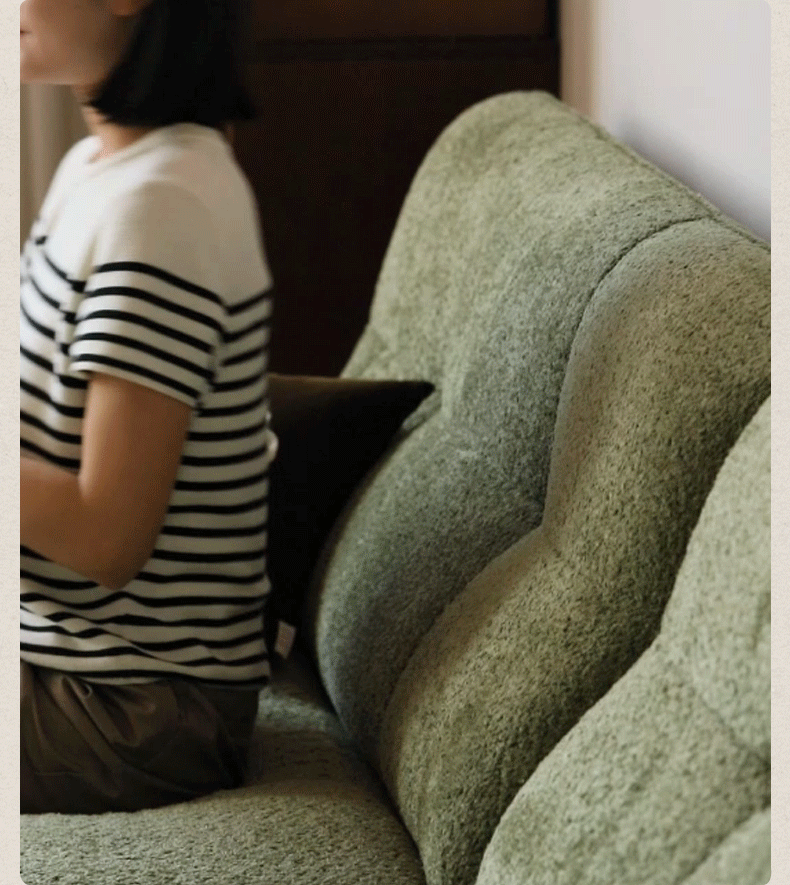 Fabric Sofa Retro High Back Four-Person Straight Sofa
