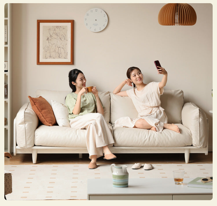 Oak Solid Wood Cream Style Sofa.