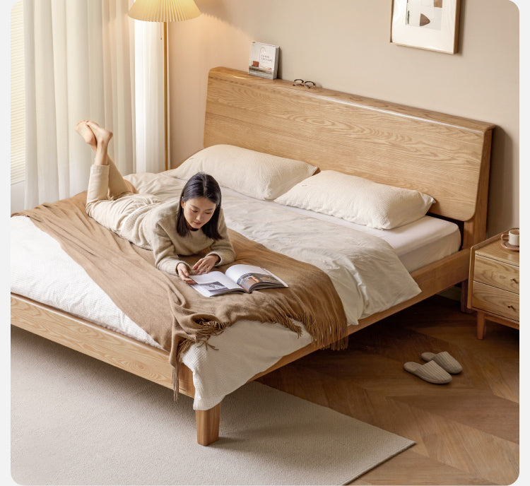 Ash Solid Wood With Socket Bed