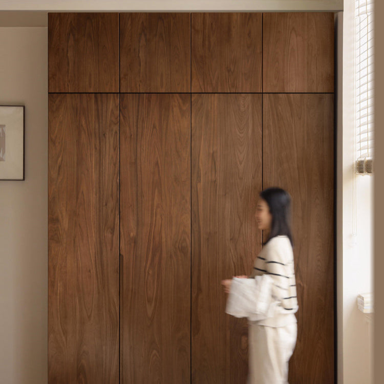 Solid Wood Wardrobe Black Walnut Wardrobe Bedroom Home Double Door 