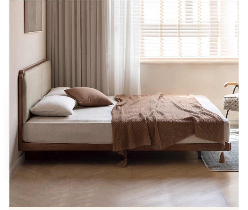North American Black Walnut, Oak Technical Cloth Organic Leather Soft Suspended Bed