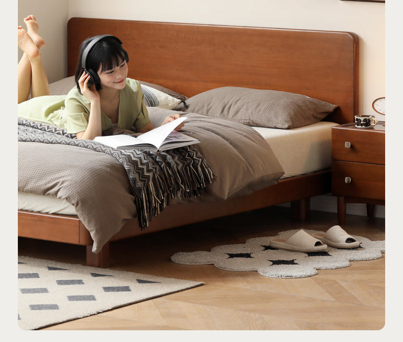 Poplar Solid Wood Retro Edge Bed