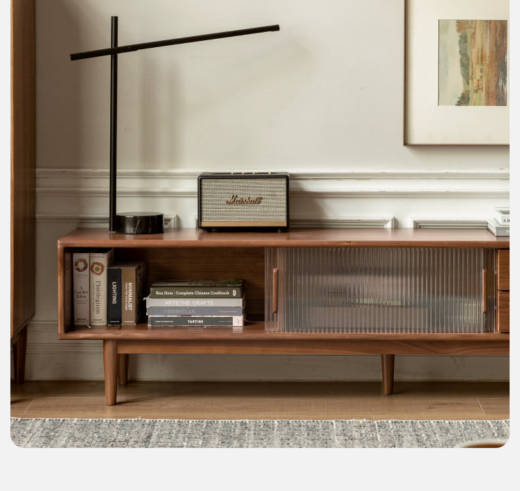 Black Walnut, Rubber, South American walnut Solid Wood Modern TV Cabinet.