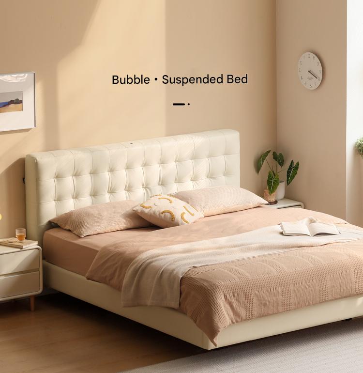 Suspended Organic Leather Bed, Genuine Leather Bed