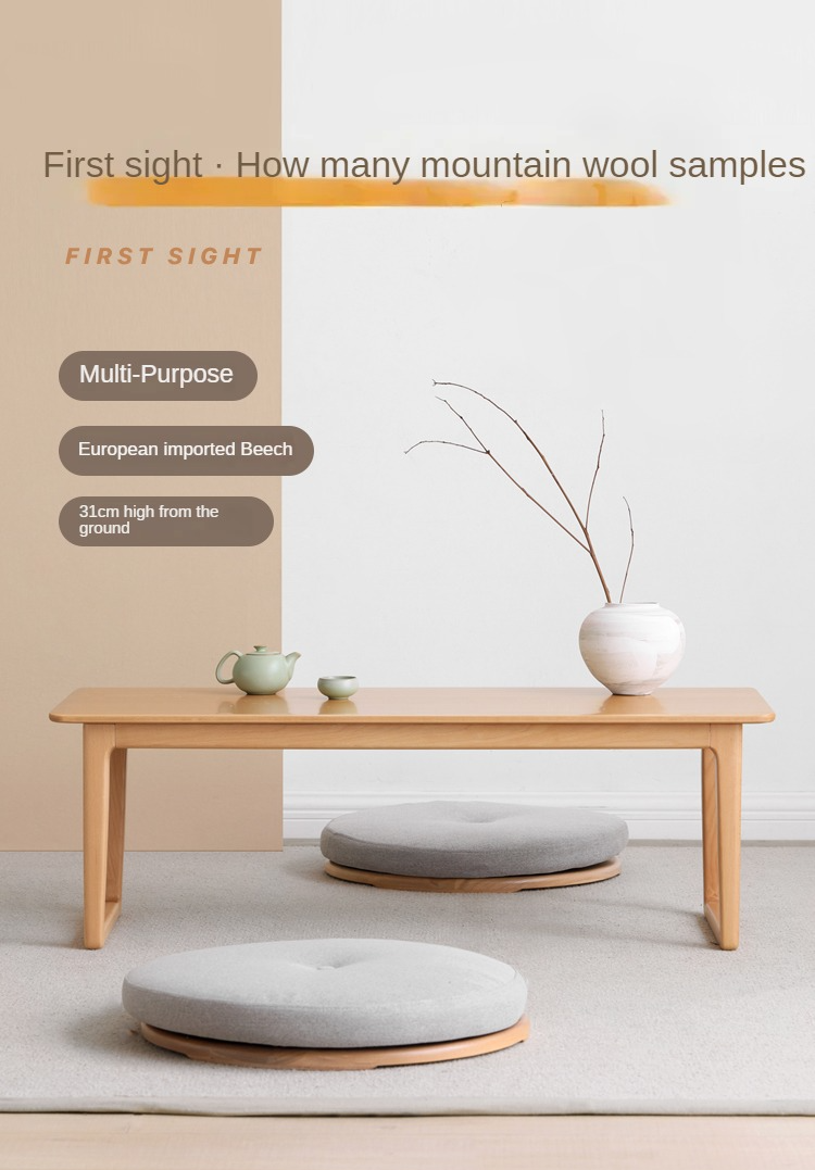 Beech Solid Wood Coffee Table, Low Table