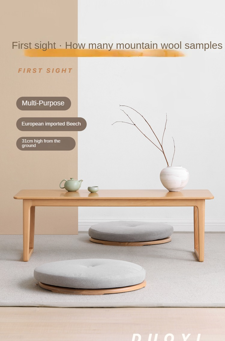 Beech Solid Wood Coffee Table, Bay Window Table