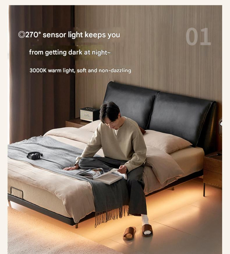 Suspension Technology Fabric Bed,Leather Bed with Light