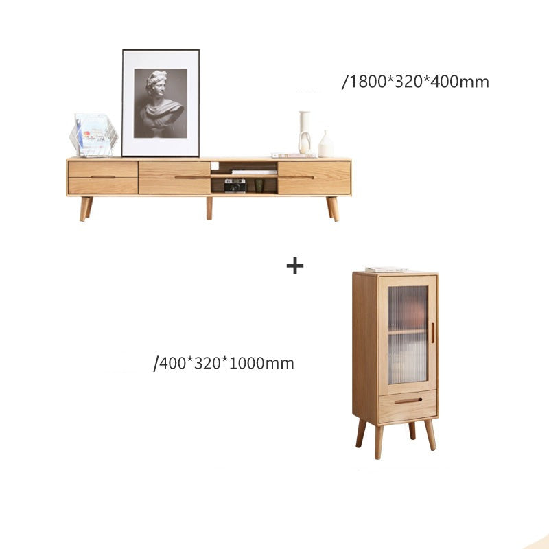 TV stand sliding doors Oak solid wood"