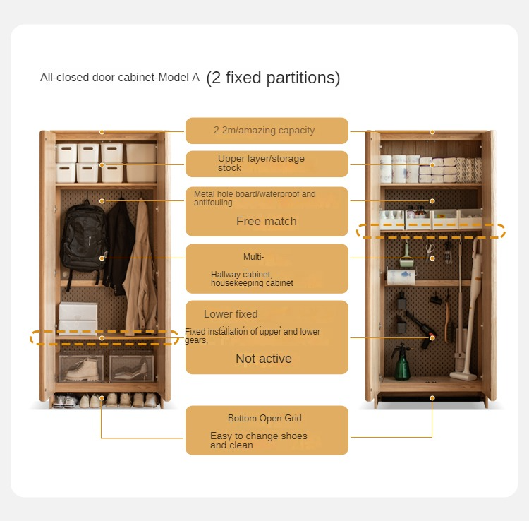 Ash, Oak Solid Wood Shoe Cabinet, Entrance Cabinet Combination Storage