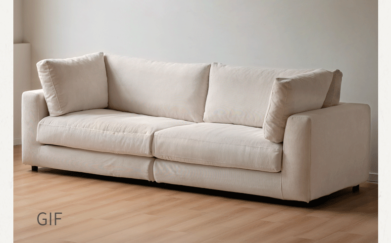 Fabric Sofa Straight Sofa White Cream Style.
