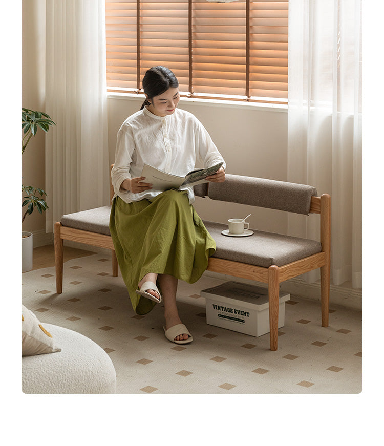 Black Walnut, Oak Solid Wood Soft Bench