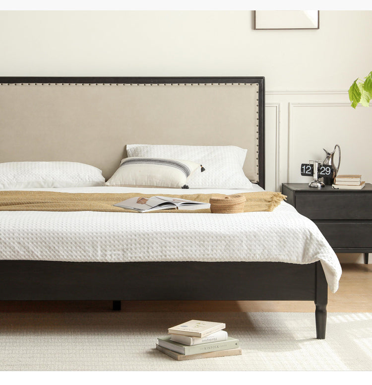 Oak Solid Wood Technology Cloth American Soft Back Bed