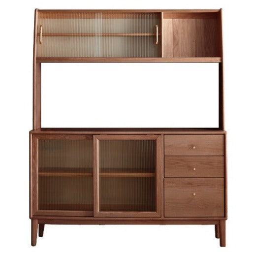 Solid Rubberwood, Oak Solid Wood Sideboard, Buffet Cabinet