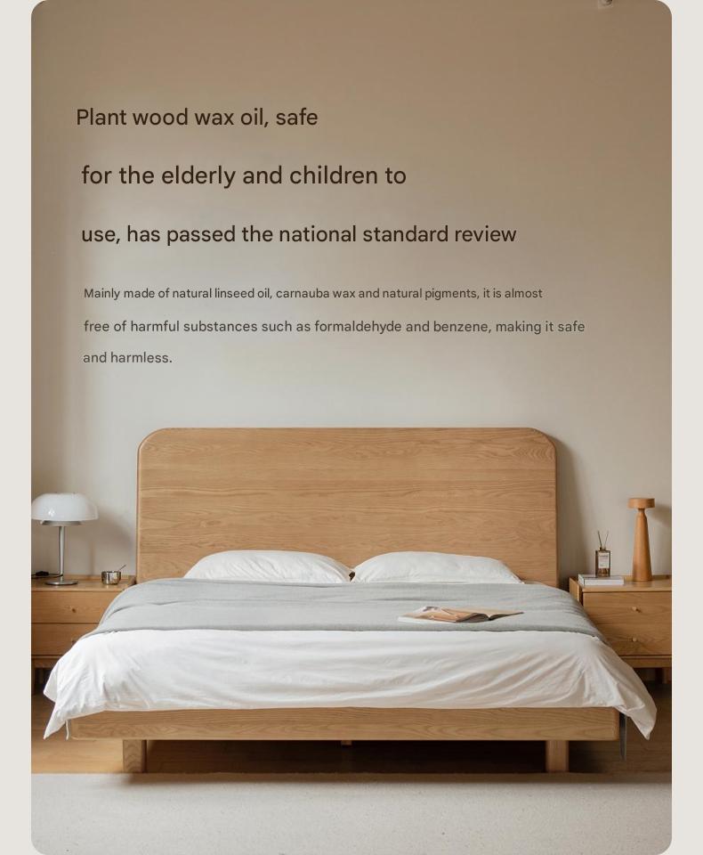 Ash Solid Wood Bed Simple High Headboard.
