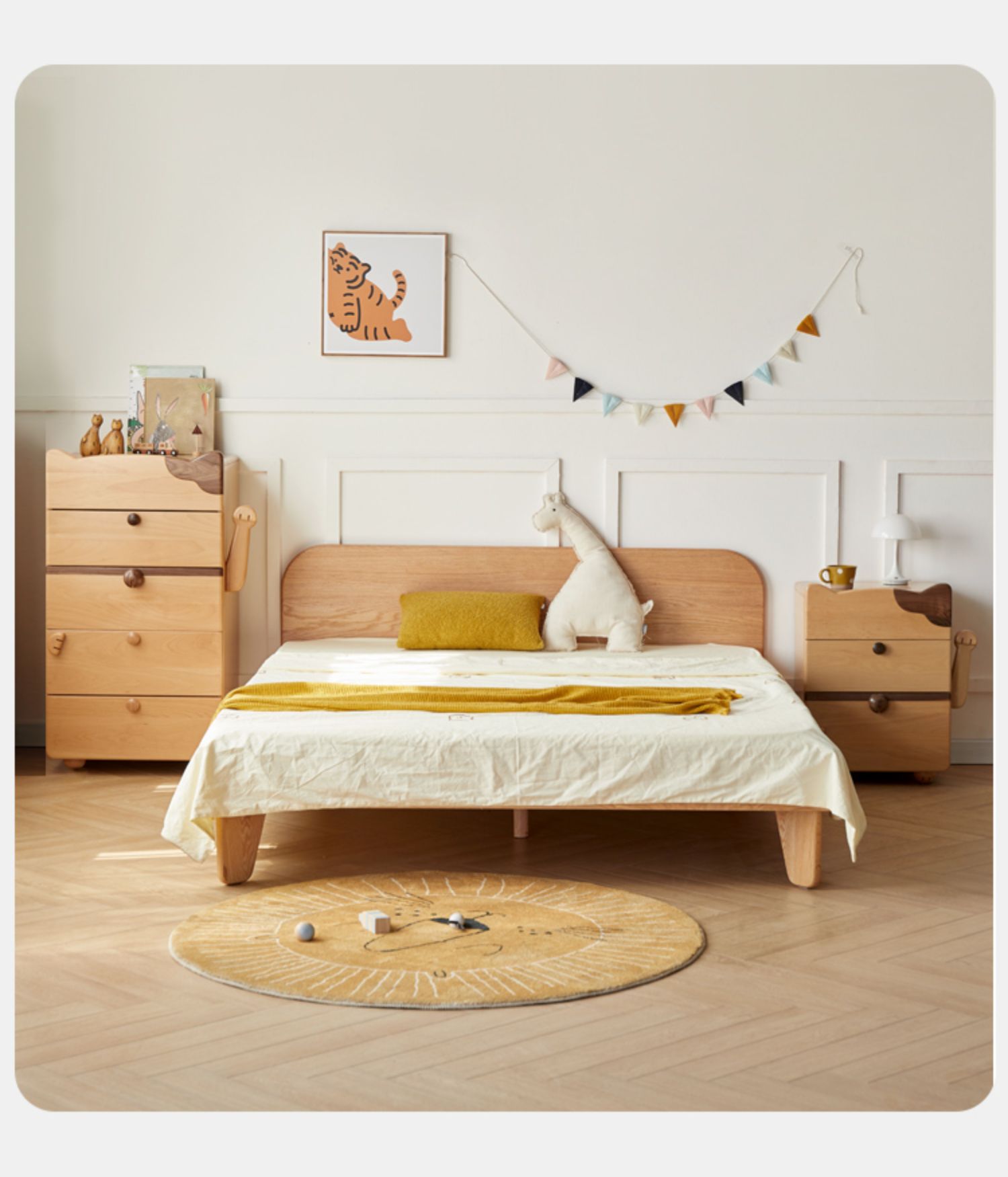 Beech Solid Wood  Kids Chest of Drawers -Type Toy Storage Cabinet