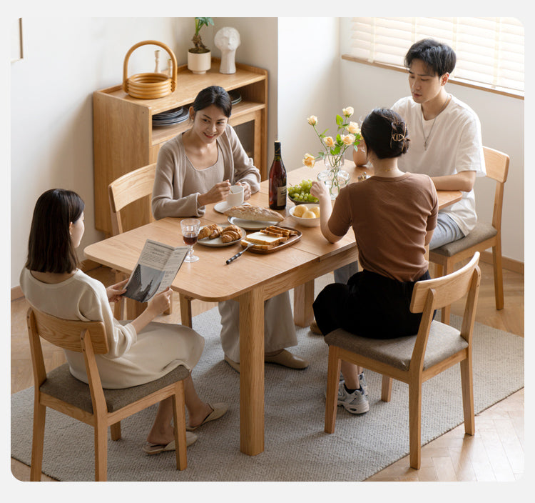 Oak Solid Wood Telescopic Folding Dining Table
