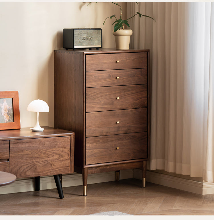 Black Walnut, Oak Solid Wood Drawer, Modern Porch Cabinet