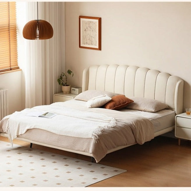 First Layer Cowhide Art Cream Suspended Bed