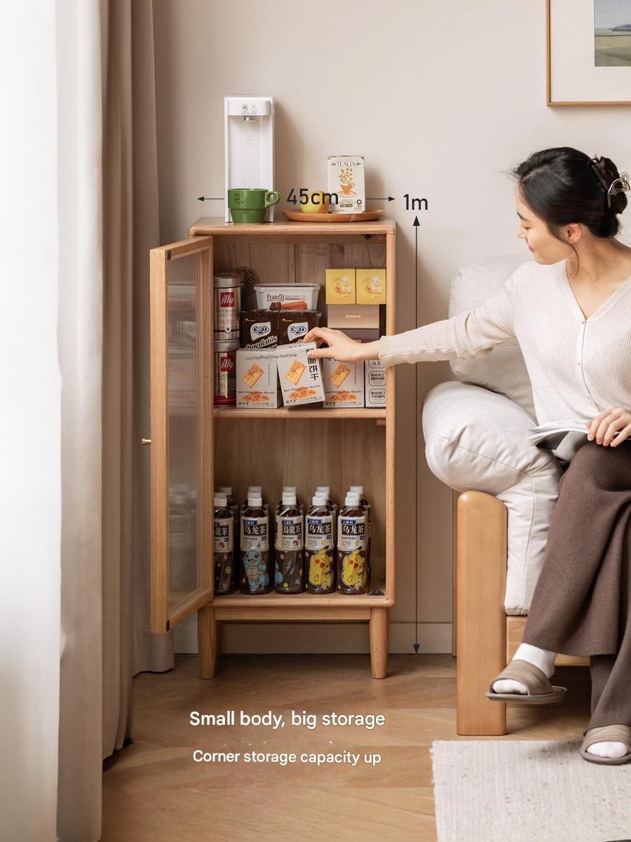 Beech Solid Wood Side Cabinet, Small Bookcase.