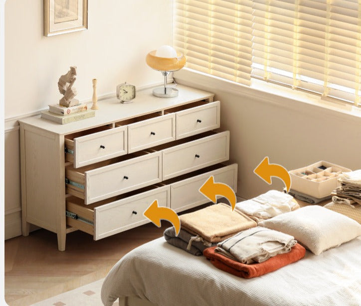 Rubberwood, Oak Solid Wood American Style Chest of Drawers