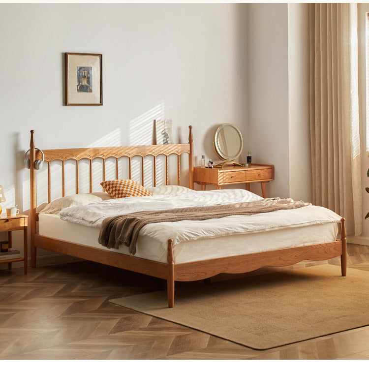 Cherry Solid Wood Modern French Retro Bed