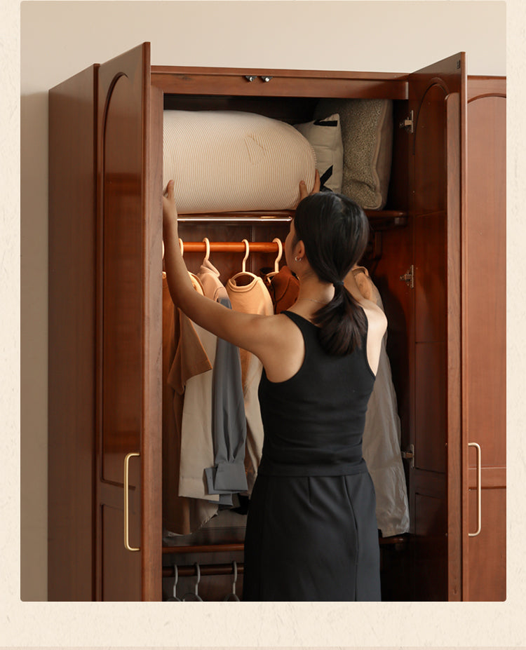 Poplar Solid Wood Double Door Wardrobe.