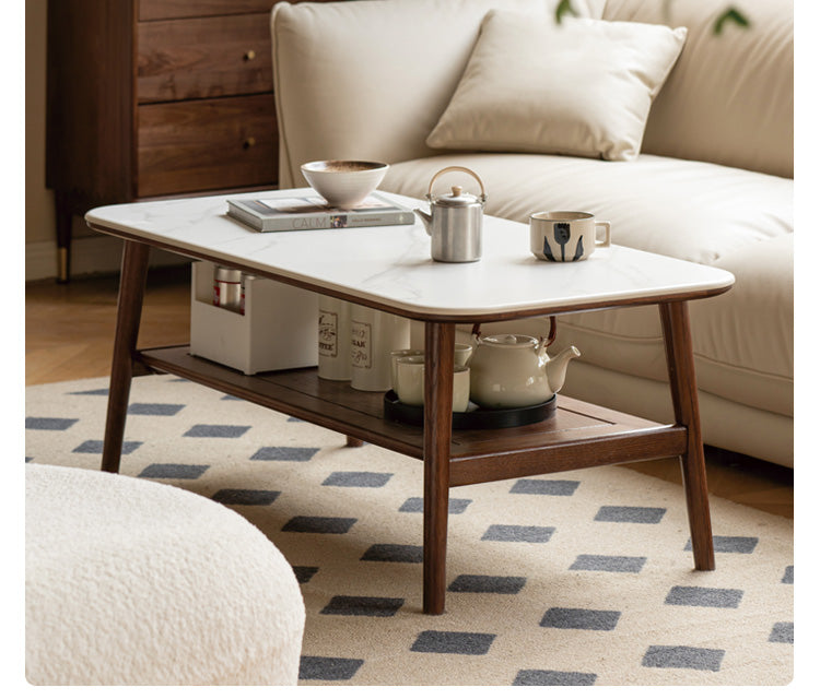 Oak, Beech Solid Wood Slate Coffee Table