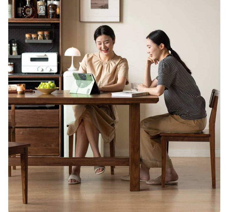 Sandalwood, Black Walnut, Oak, Ash Solid Wood Farmhouse Style Dining Table