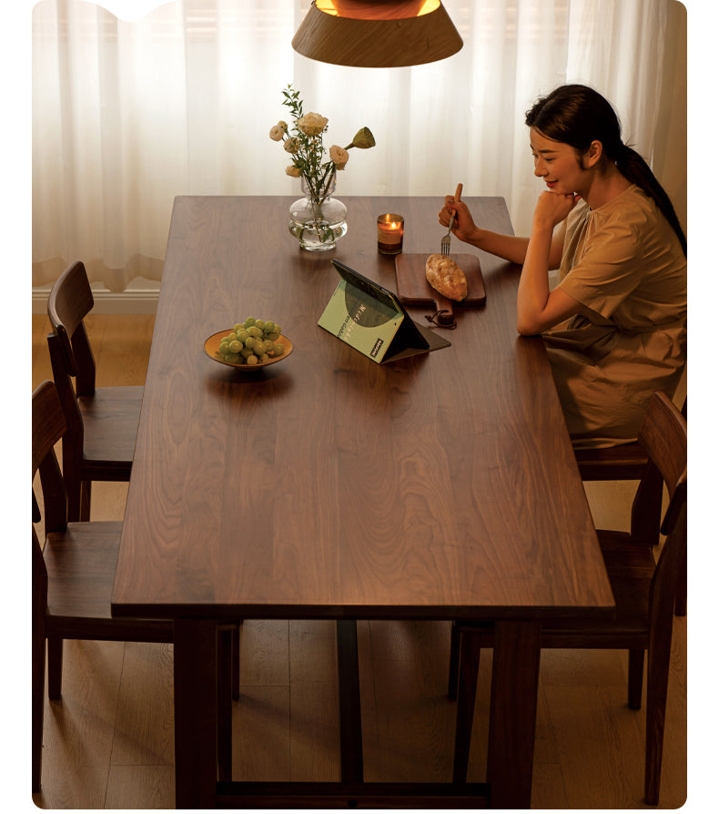 Sandalwood, Black Walnut, Oak, Ash Solid Wood Farmhouse Style Dining Table