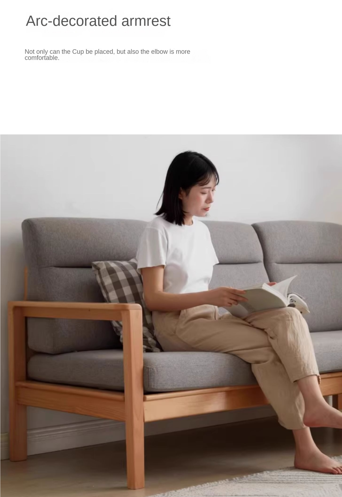 Beech Solid Wood Armchair Modern Minimalist)