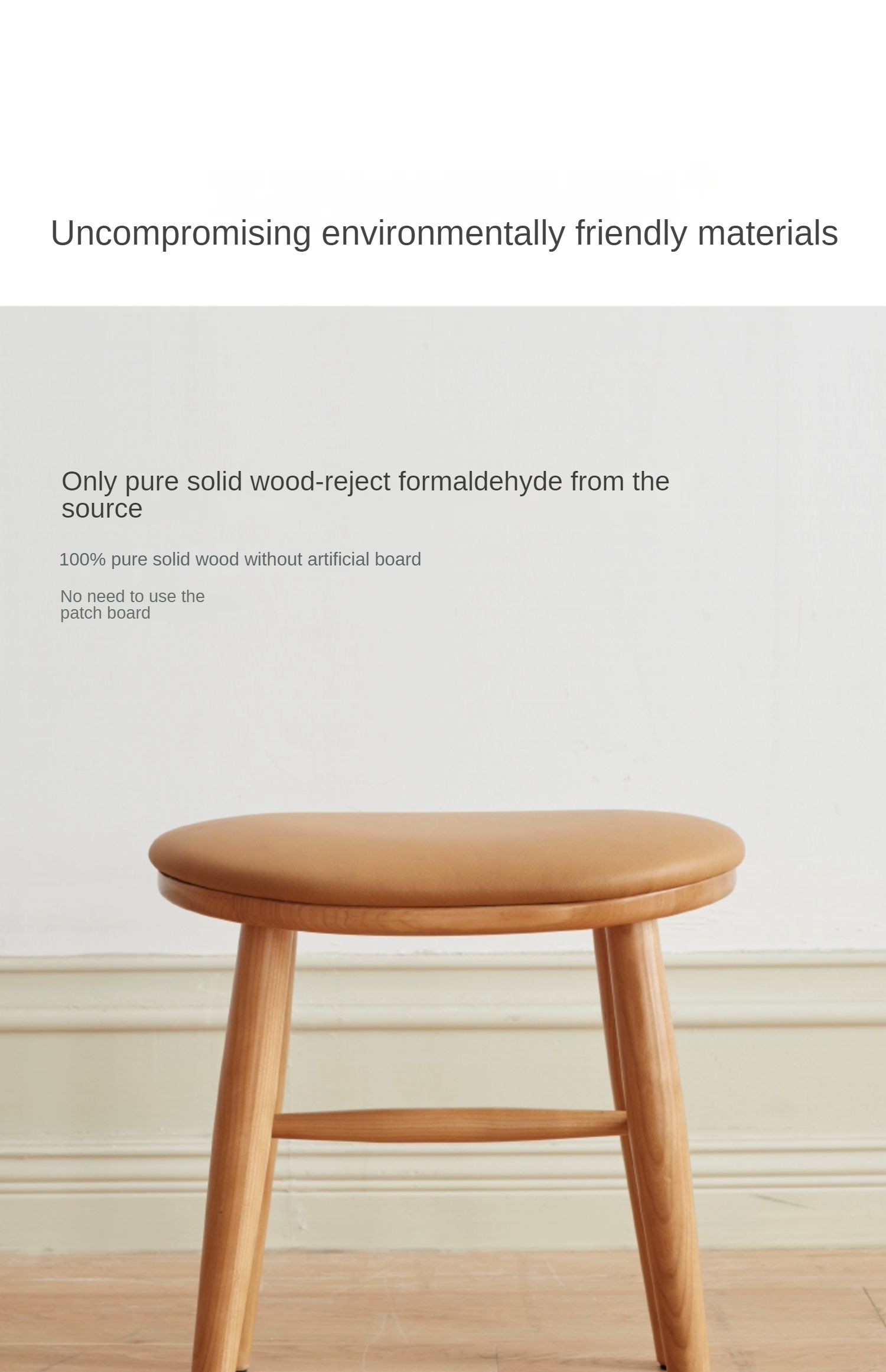 Ash, Cherry Solid Wood Dressing Stool