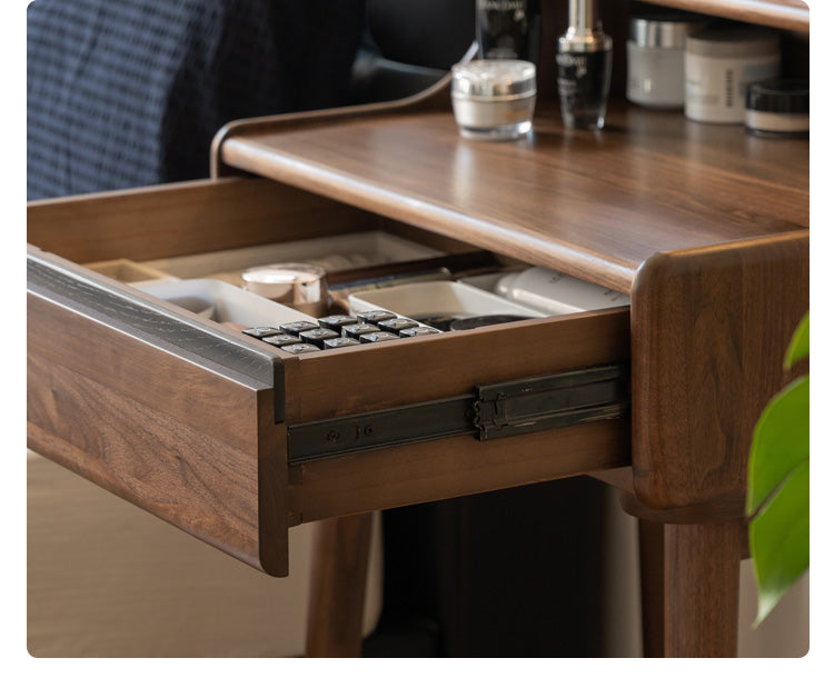 Black Walnut, Sandalwood Solid Wood Lighted Dressing Table.