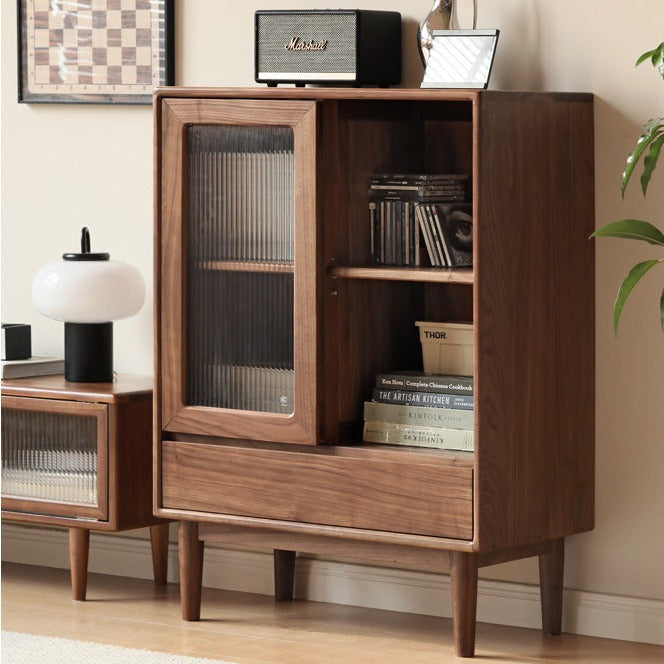 Black Walnut, Golden Sandalwood Solid Wood Side Cabinet North American FAS Grade