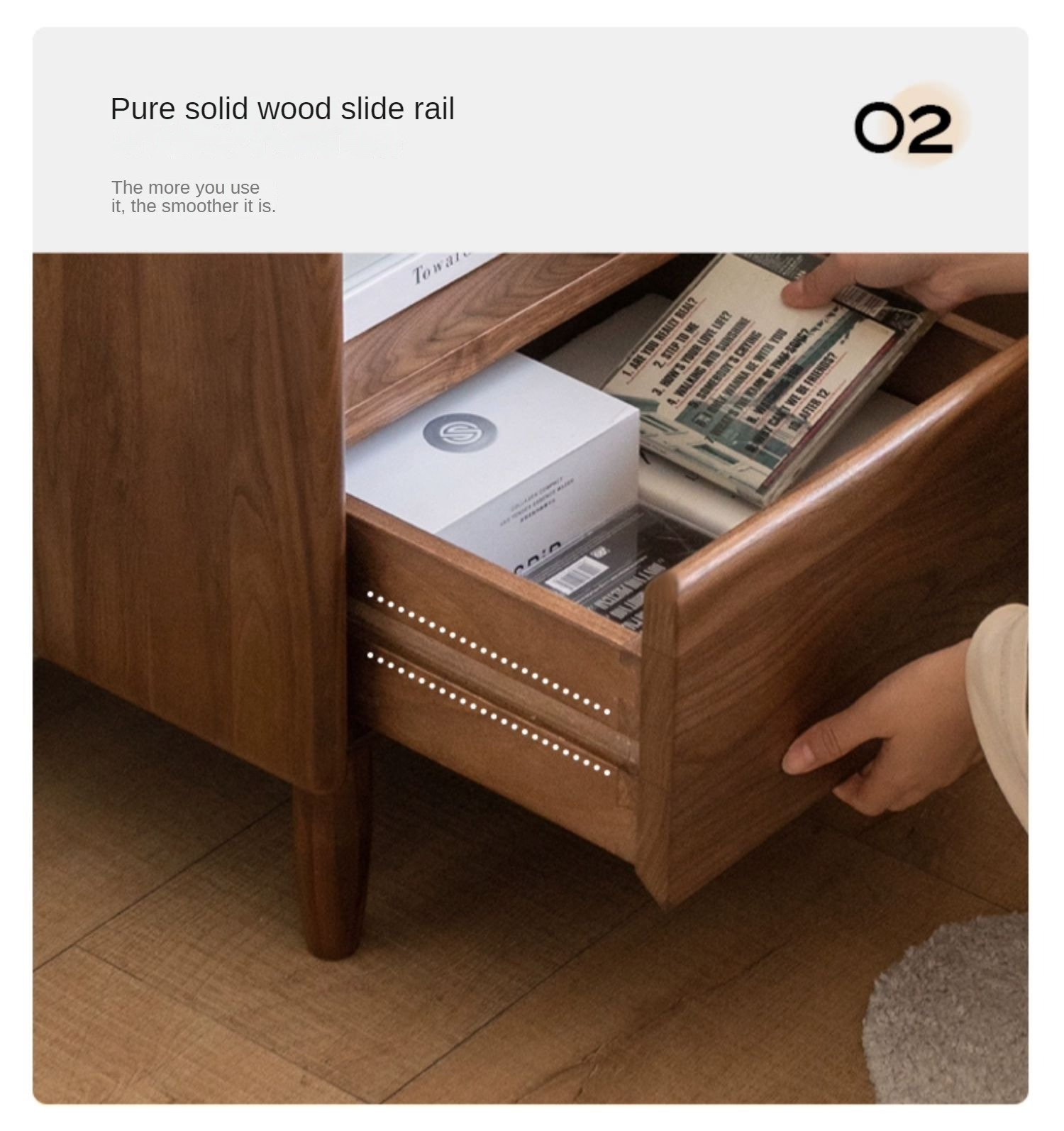 Black walnut, Caluswood Solid Wood Night Stand Glass Countertop