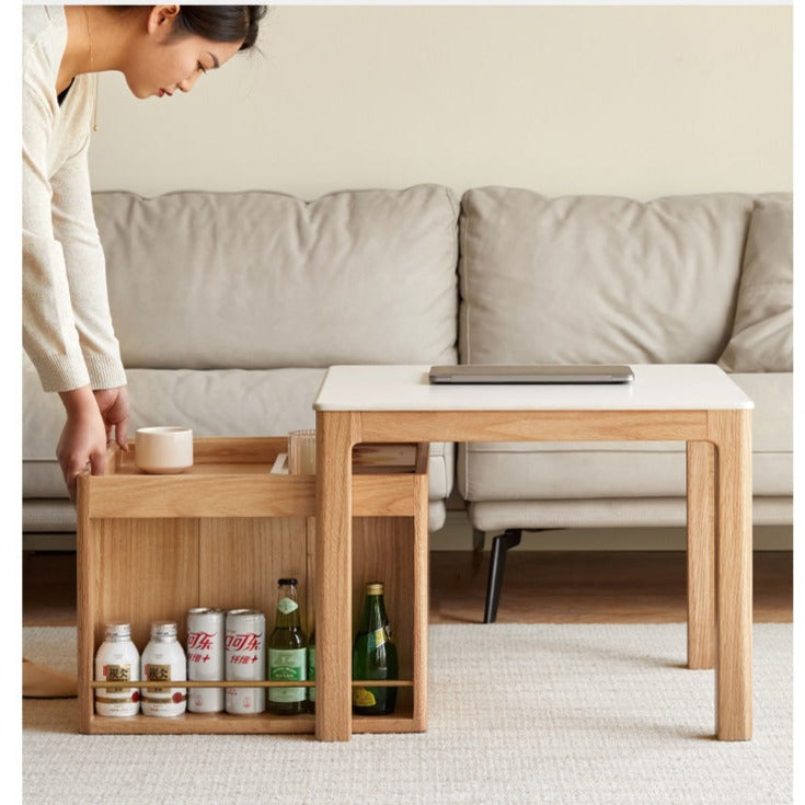 Black walnut, Oak, Beech Solid Wood Rock Plate Combination Coffee Table