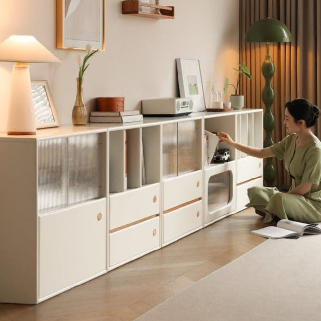 Solid Rubberwood Storage Multi-Functional Storage Bookcase.