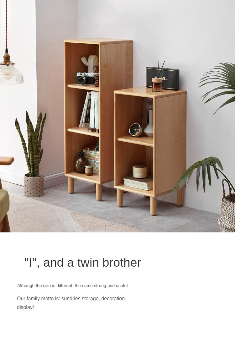 Beech Solid Wood Small Bookshelf Side Cabinet