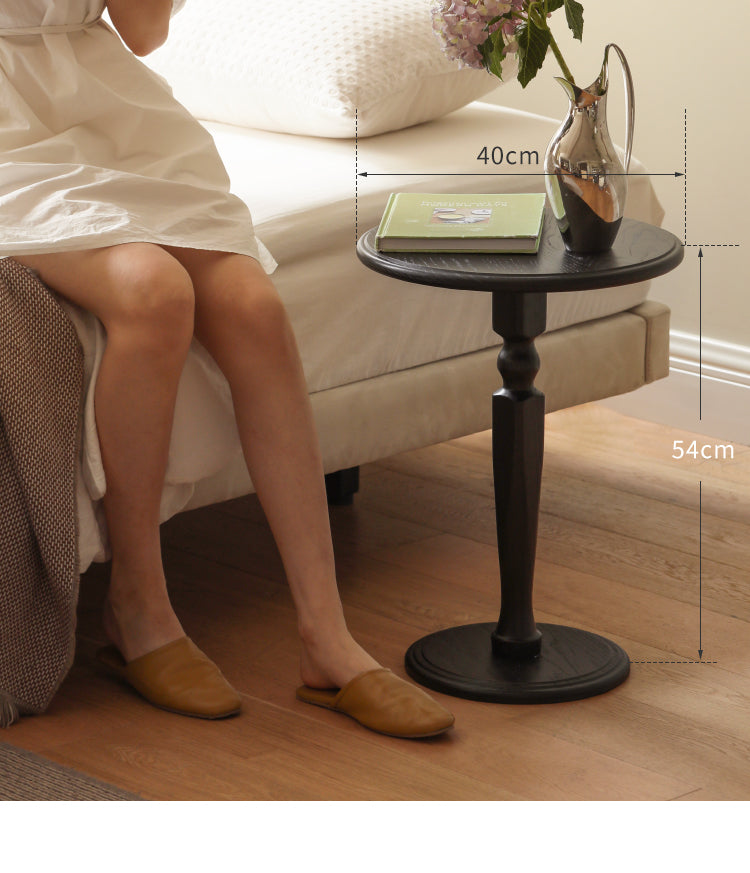 Oak Solid Wood Side Table Black Small Furniture