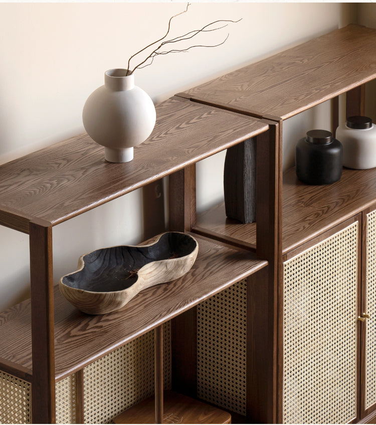 Black Walnut, Ash Solid Wood Bookshelf Display Cabinet Simple Bookcase