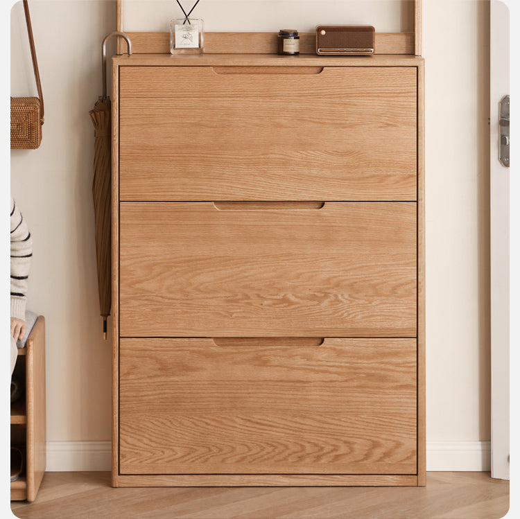 Oak, Poplar Solid Wood Ultra Thin Shoe Cabinet