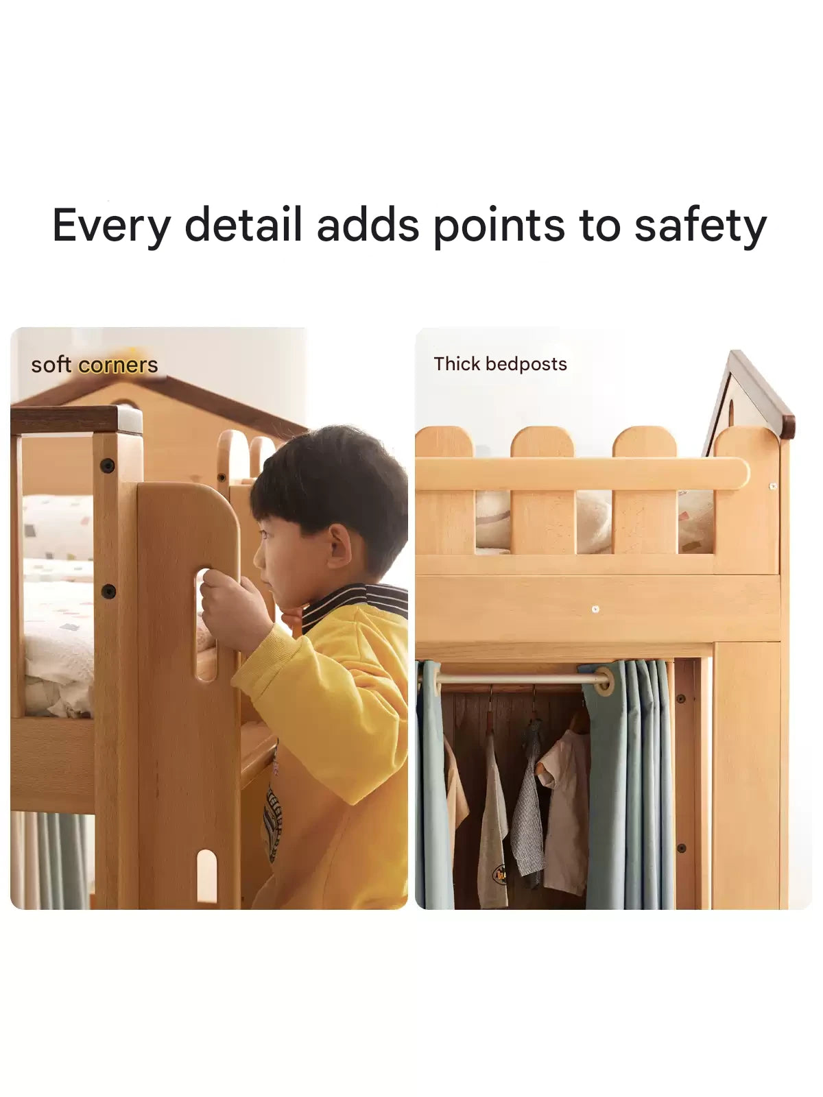 Beech Solid Wood Multi-functional High Bed, Loft Bed