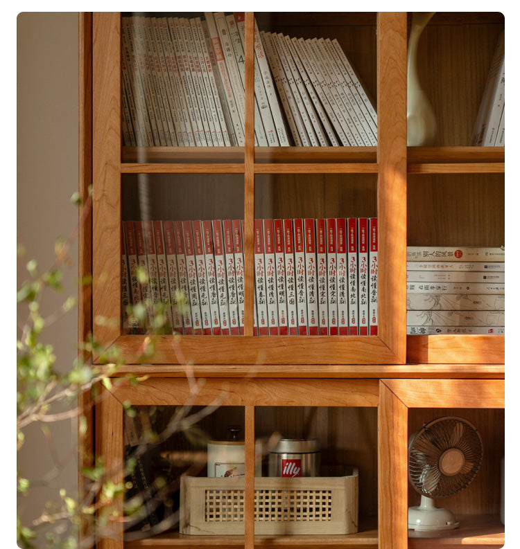 Cherry Solid Wood Medieval Style Bookcase