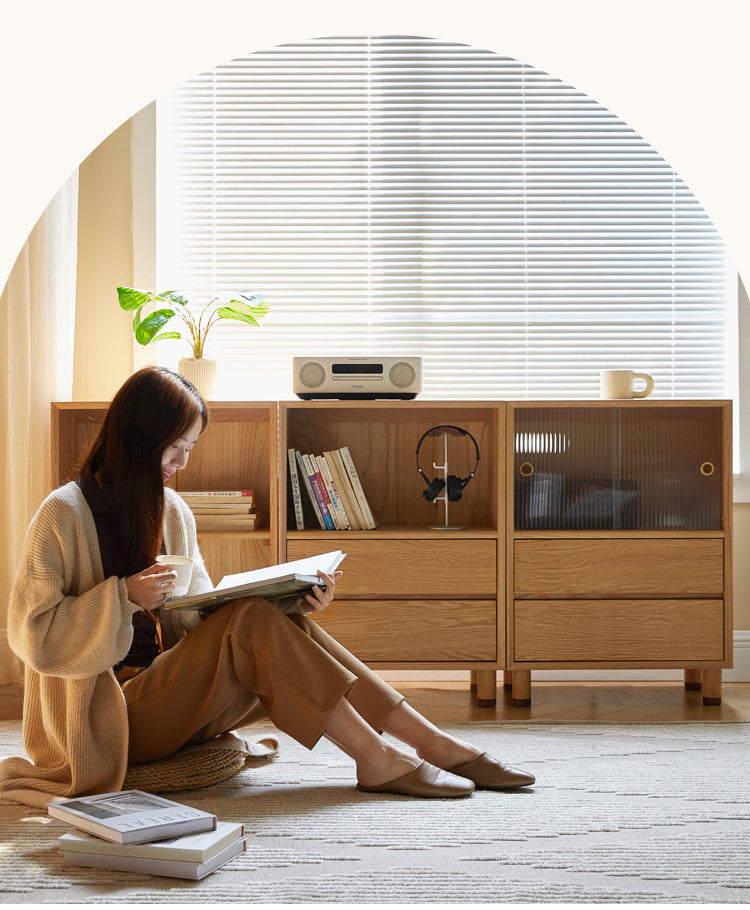 Oak Solid Wood Modern Creative Bookcase