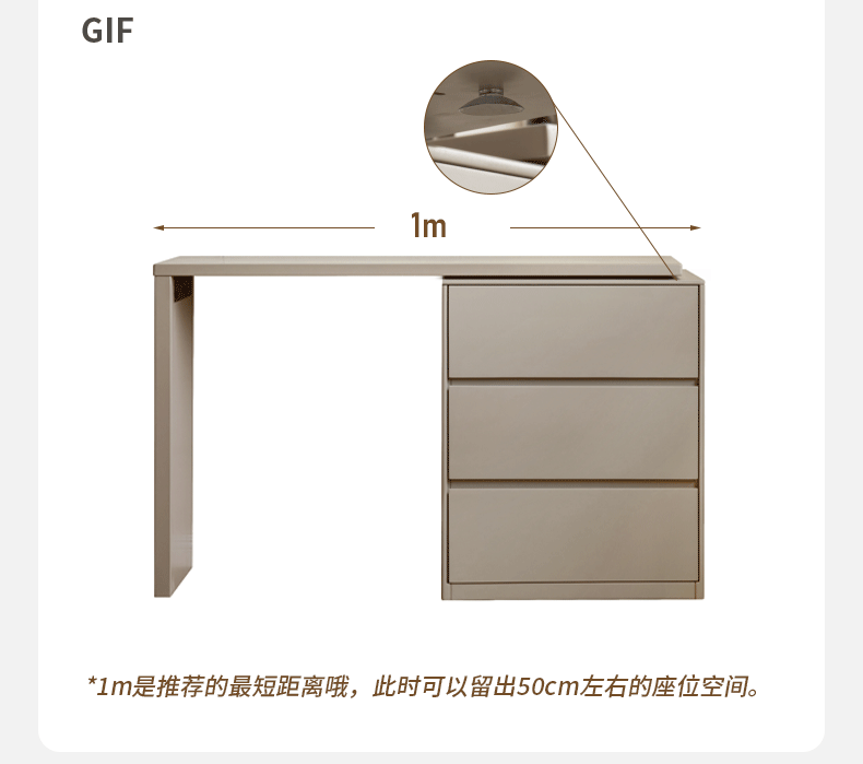Poplar, Oak Solid Wood Telescopic Vanity Table Three Drawers.