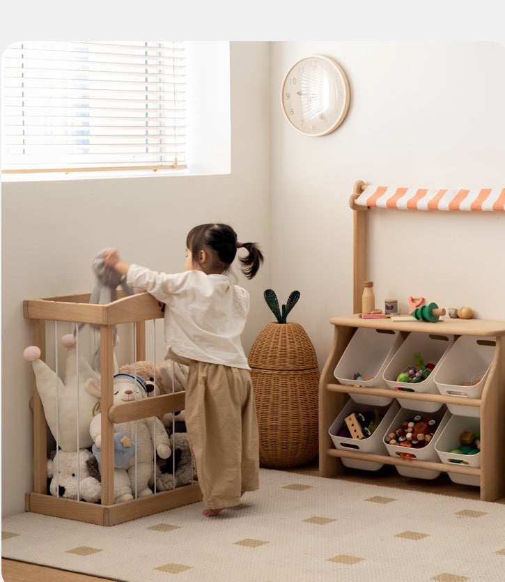 Poplar Solid Wood Kids Book, Toy Combination Storage Rack