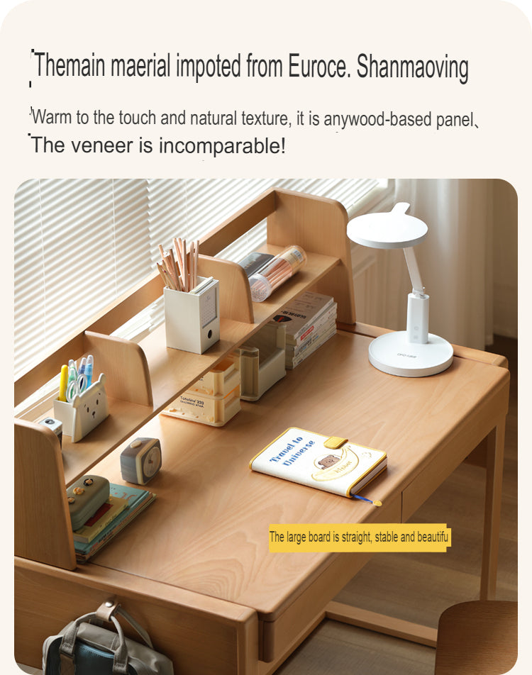 Beech Solid Wood Desk Can Be Lifted and Adjusted