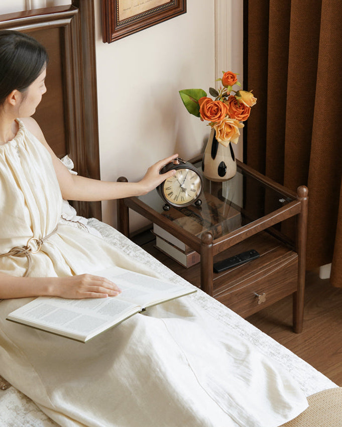 Black Walnut Solid Wood Italian Light Luxury Nightstand